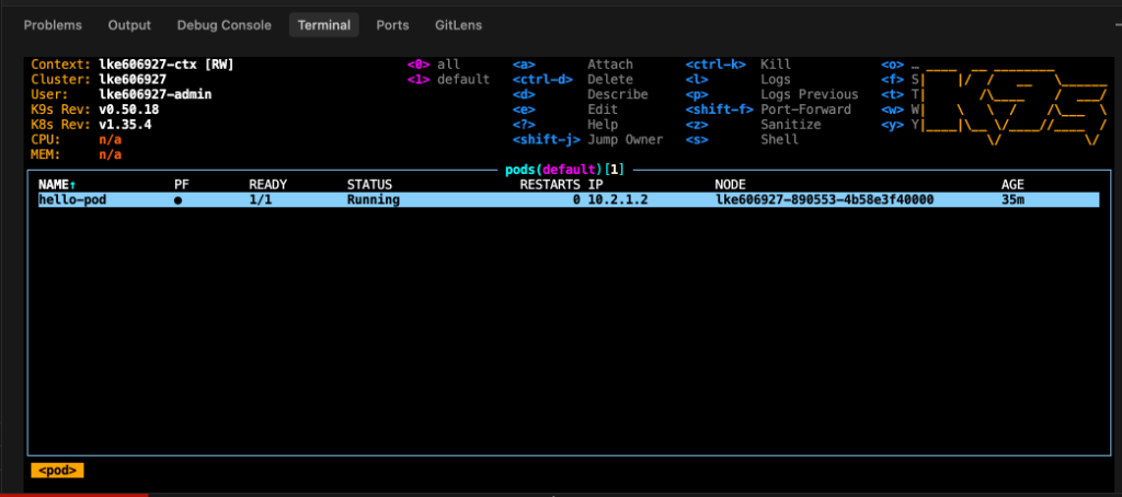 k9s VS Code Terminal